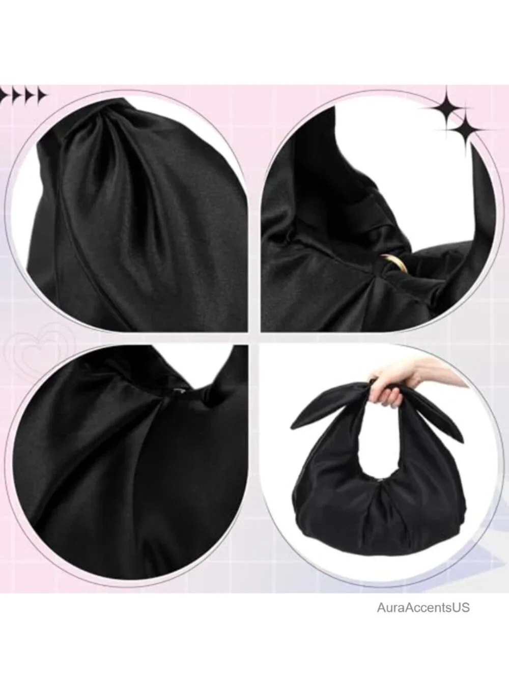 Satin Evening Clutch Purse with Bow Handle Wedding Party Bag
